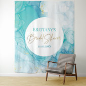 Marble blue mint bridal shower modern backdrop タペストリー (インサイチュ)