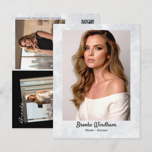 Marble Border Promo Card Postcard | QR Code ポストカード (正面/裏面)