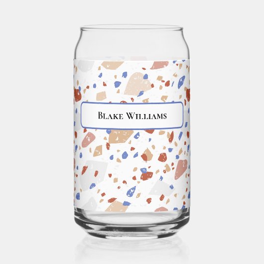 Marble Chips Retro Terrazzo Pattern Can Glass ガラス缶 (正面)