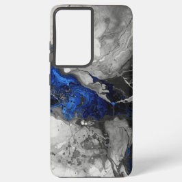 Marble Design in Black, Blue and Grey Samsung Galaxy S21 Ultraケース