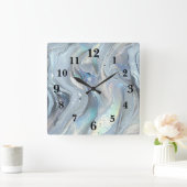 Marble Dreams in Blue スクエア壁時計 (ホーム)
