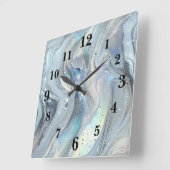 Marble Dreams in Blue スクエア壁時計 (傾斜)