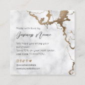 Marble Faux Gold Elegant Thank You For Purchase スクエア名刺 (裏面)