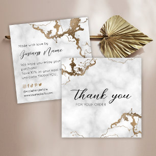 Marble Faux Gold Elegant Thank You For Purchase スクエア名刺