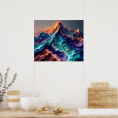 Marble Flow Mountains – Colorful Abstract Art Post ポスター (キッチン)