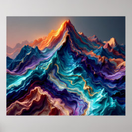 Marble Flow Mountains – Colorful Abstract Art Post ポスター