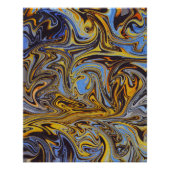 Marble Forms – Blue & Gold Abstract Art ポスター (正面)