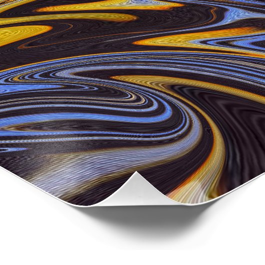 Marble Forms – Blue & Gold Abstract Art ポスター (コーナー)