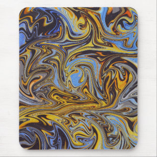 Marble Forms – Blue & Gold Art Mouse Pad マウスパッド