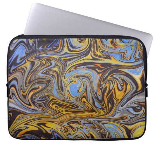 Marble Forms – Blue & Gold Art Mouse Pad ラップトップスリーブ (正面)