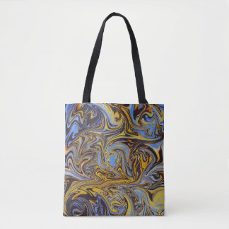 Marble Forms – Blue & Gold Artistic Tote Bag トートバッグ