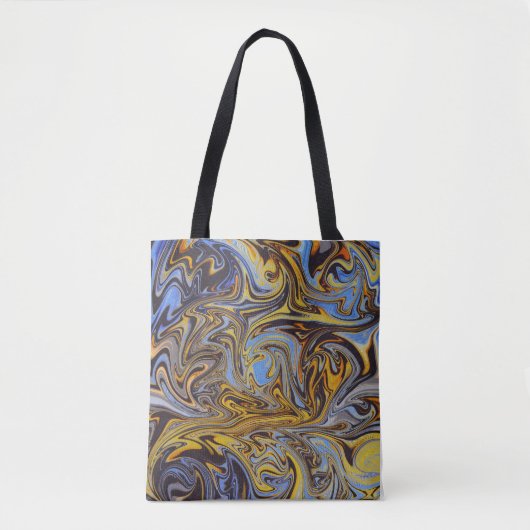 Marble Forms – Blue & Gold Artistic Tote Bag トートバッグ (正面)