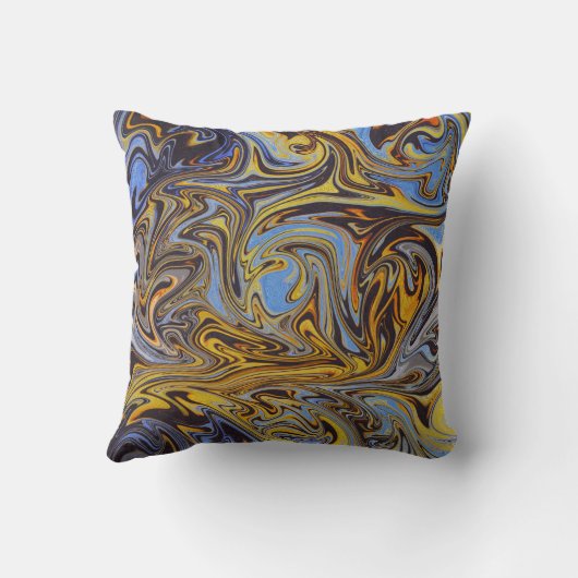 Marble Forms – Blue & Gold Decorative Pillow クッション (裏面)
