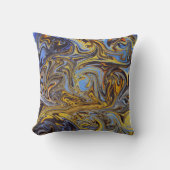 Marble Forms – Blue & Gold Decorative Pillow クッション (正面)