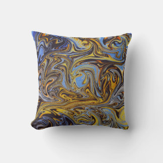 Marble Forms – Blue & Gold Decorative Pillow クッション