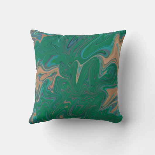 Marble Forms – Green & Gold Natural Flow クッション (裏面)