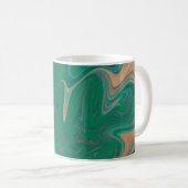 Marble Forms – Green & Gold Natural Flow コーヒーマグカップ (正面右)