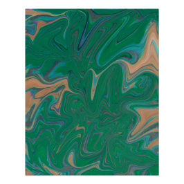 Marble Forms – Green & Gold Natural Flow ポスター