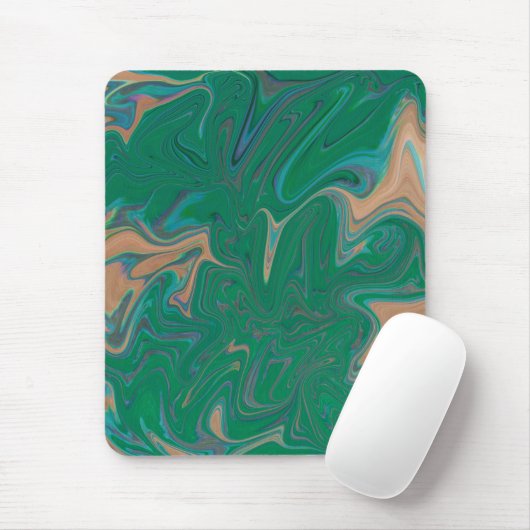 Marble Forms – Green & Gold Natural Flow マウスパッド (マウス)