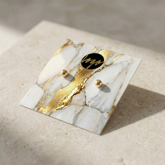 Marble Gold Earrings Display Card | Elegant スクエア名刺