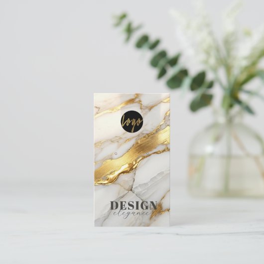 Marble Gold Earrings Display Card | Elegant 名刺 (スタンド正面)