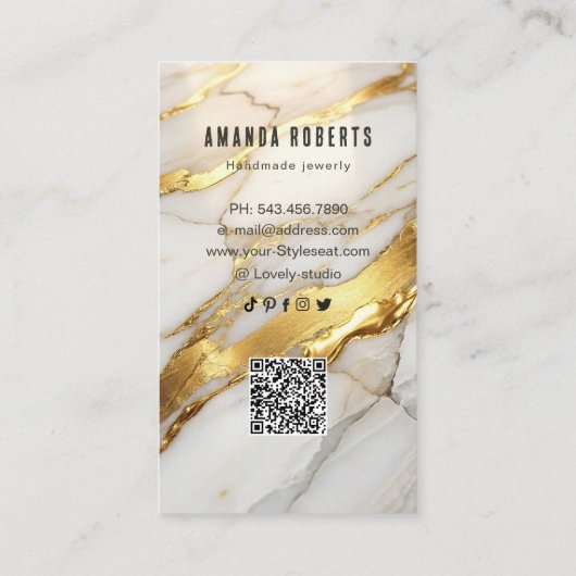 Marble Gold Earrings Display Card | Elegant 名刺 (裏面)