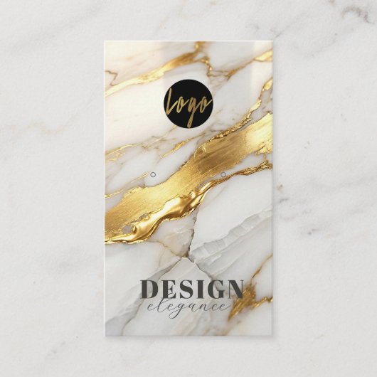 Marble Gold Earrings Display Card | Elegant 名刺 (正面)