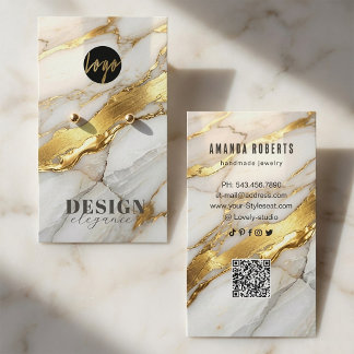 Marble Gold Earrings Display Card | Elegant 名刺