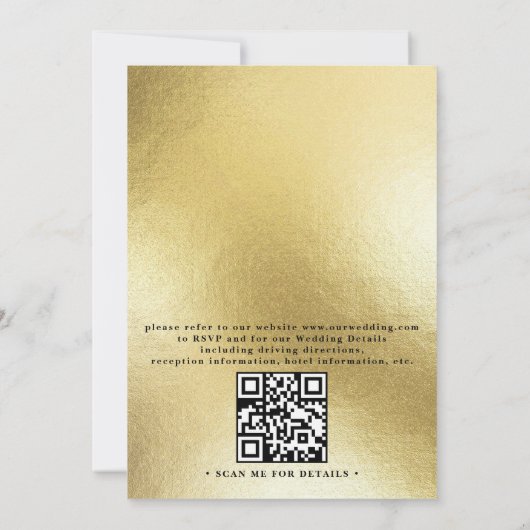 Marble Golden Elegant Modern QR Code Wedding 招待状 (裏面)