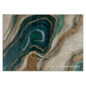 Marble Green Gold Glitter Elegant Personalized カッティングボード (正面)