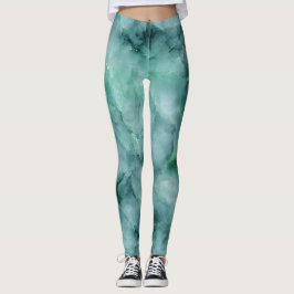 Marble-Like Texture in Mint Green レギンス