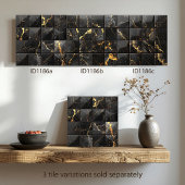Marble Mix 4x4 Squares Black/Gold ID1186a タイル