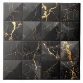 Marble Mix 4x4 Squares Black/Gold ID1186a タイル (正面)