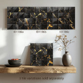 Marble Mix 4x4 Squares Black/Gold ID1186b タイル