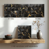 Marble Mix 4x4 Squares Black/Gold ID1186c タイル