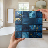 Marble Mix 4x4 Squares Blue ID1186a タイル