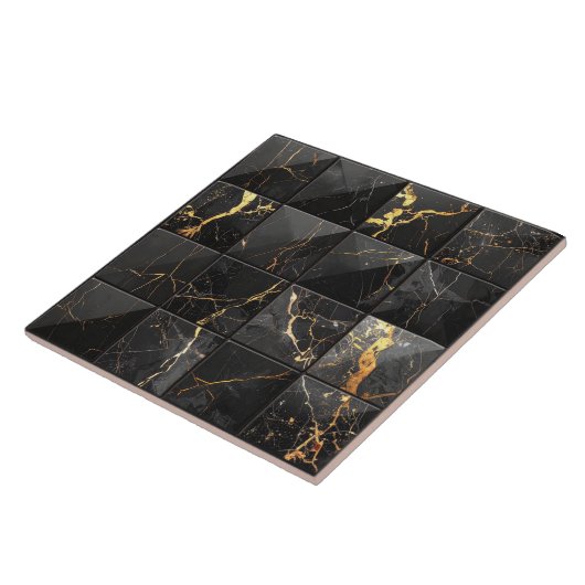 Marble Mix 4x4 Squares Blue ID1186a タイル (側面)