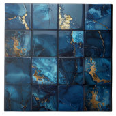 Marble Mix 4x4 Squares Blue ID1186b タイル (正面)