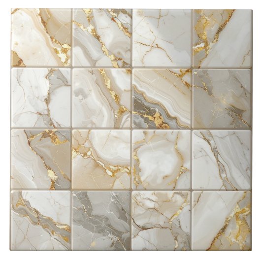 Marble Mix 4x4 Squares Ivory ID1186a タイル (正面)