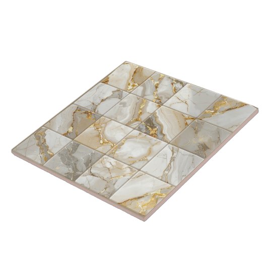 Marble Mix 4x4 Squares Ivory ID1186a タイル (側面)