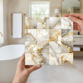 Marble Mix 4x4 Squares Ivory ID1186b タイル