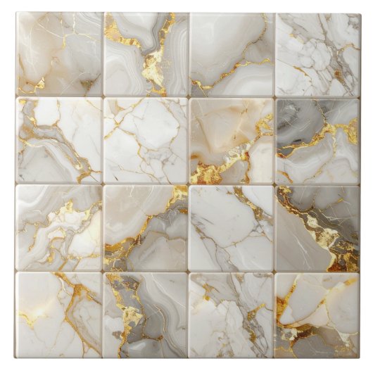 Marble Mix 4x4 Squares Ivory ID1186b タイル (正面)