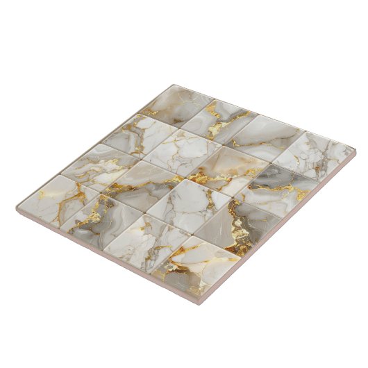 Marble Mix 4x4 Squares Ivory ID1186b タイル (側面)