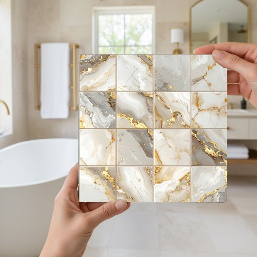 Marble Mix 4x4 Squares Ivory ID1186c タイル