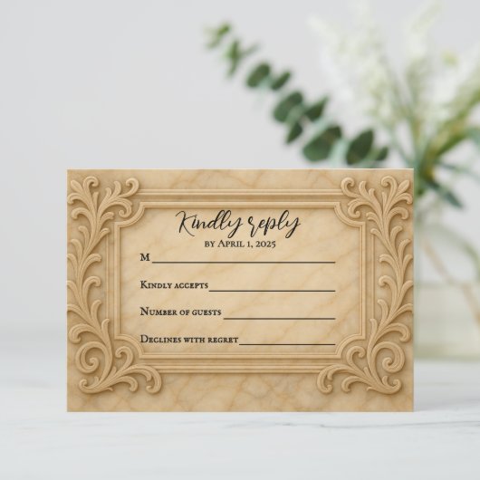 Marble Monarch Wedding RSVP Card (スタンド正面)