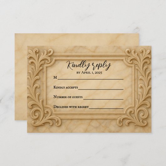 Marble Monarch Wedding RSVP Card (正面/裏面)