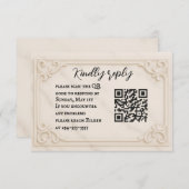 Marble Motif QR Code Wedding RSVP Card (正面/裏面)