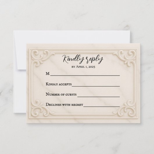 Marble Motif Wedding RSVP Card (正面)