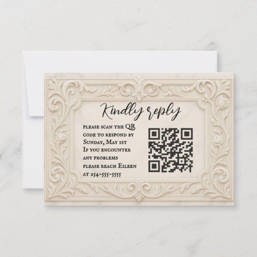 Marble Mystique QR Code Wedding RSVP Card (正面)