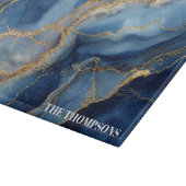 Marble Navy Blue Gold Glitter Elegant Personalized カッティングボード (角)